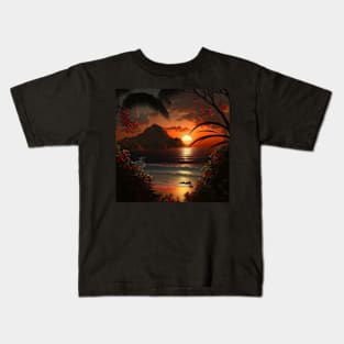 Tropical Island - Sunset Paradise Kids T-Shirt